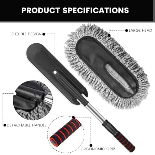 All Extreme Microfiber Car Duster Brush | Extendable Handle, Scratch-Free Cleaning