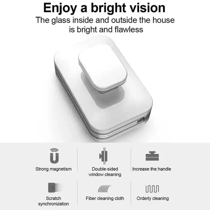 Magnetic Double-Sided Window Cleaner | Strong Magnet Glass Wiper for High-Rise & Home